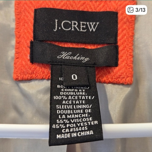 J. Crew Orange Herringbone Hack-ing 100% Wool Blazer Suit Jacket Pumpkin 0 - Picture 4 of 7